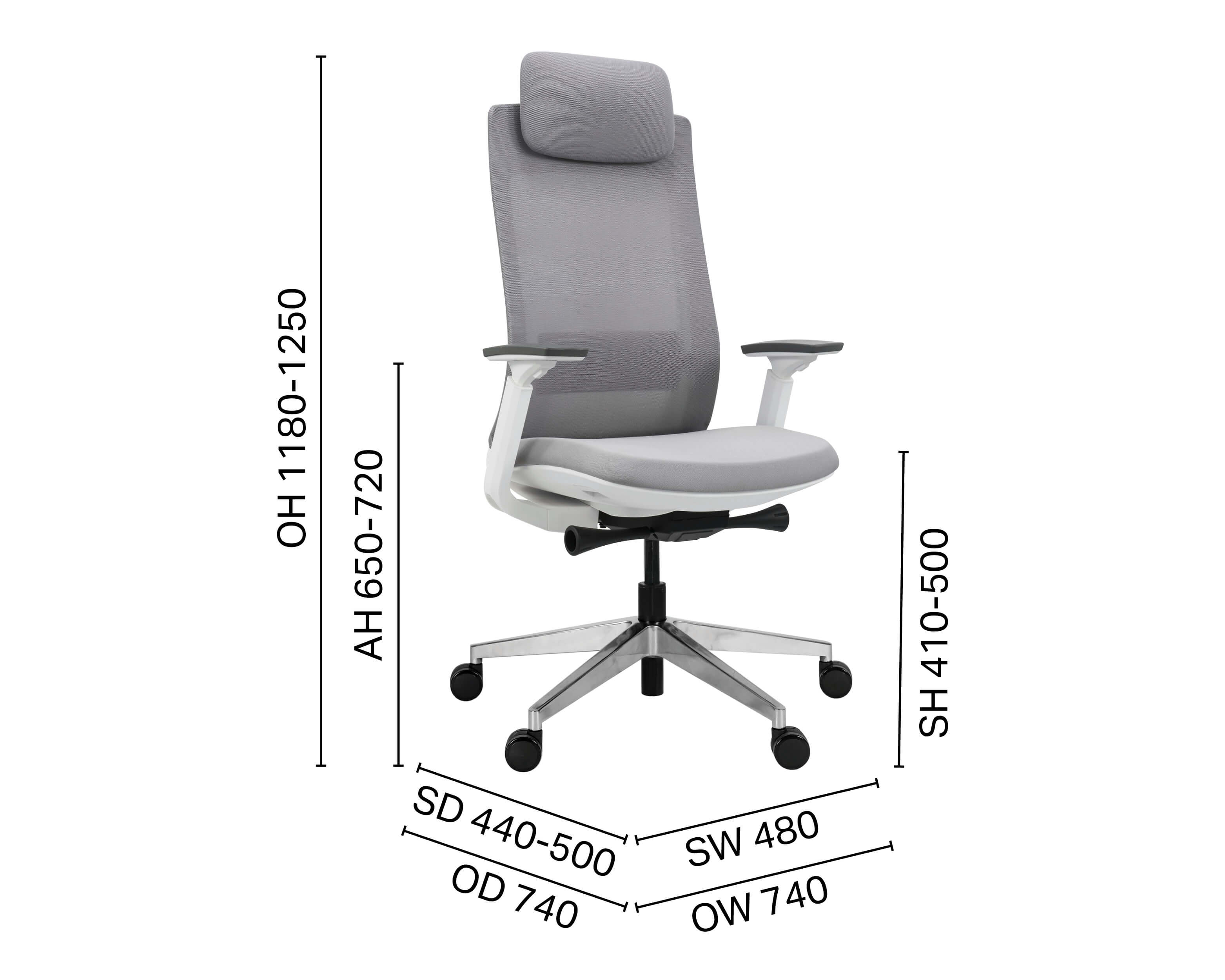 McGill Highback Office Chair - White/Grey